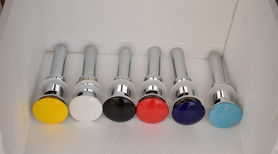 

New Style Color Ceramic Push Down Pop-Up Drain Polished Chrome Bathroom Accessory with Overflow