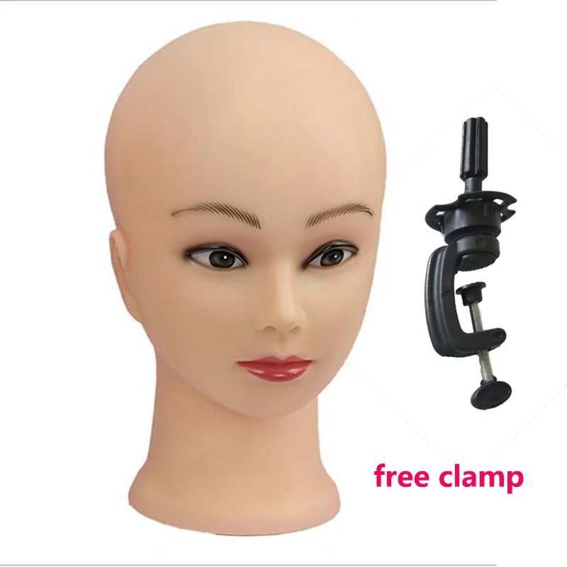 

52cm Bald Mannequin Head With Black Table Stand Female Manikin Head For Wig Making Hat Display Maniquin Head Wig Holder