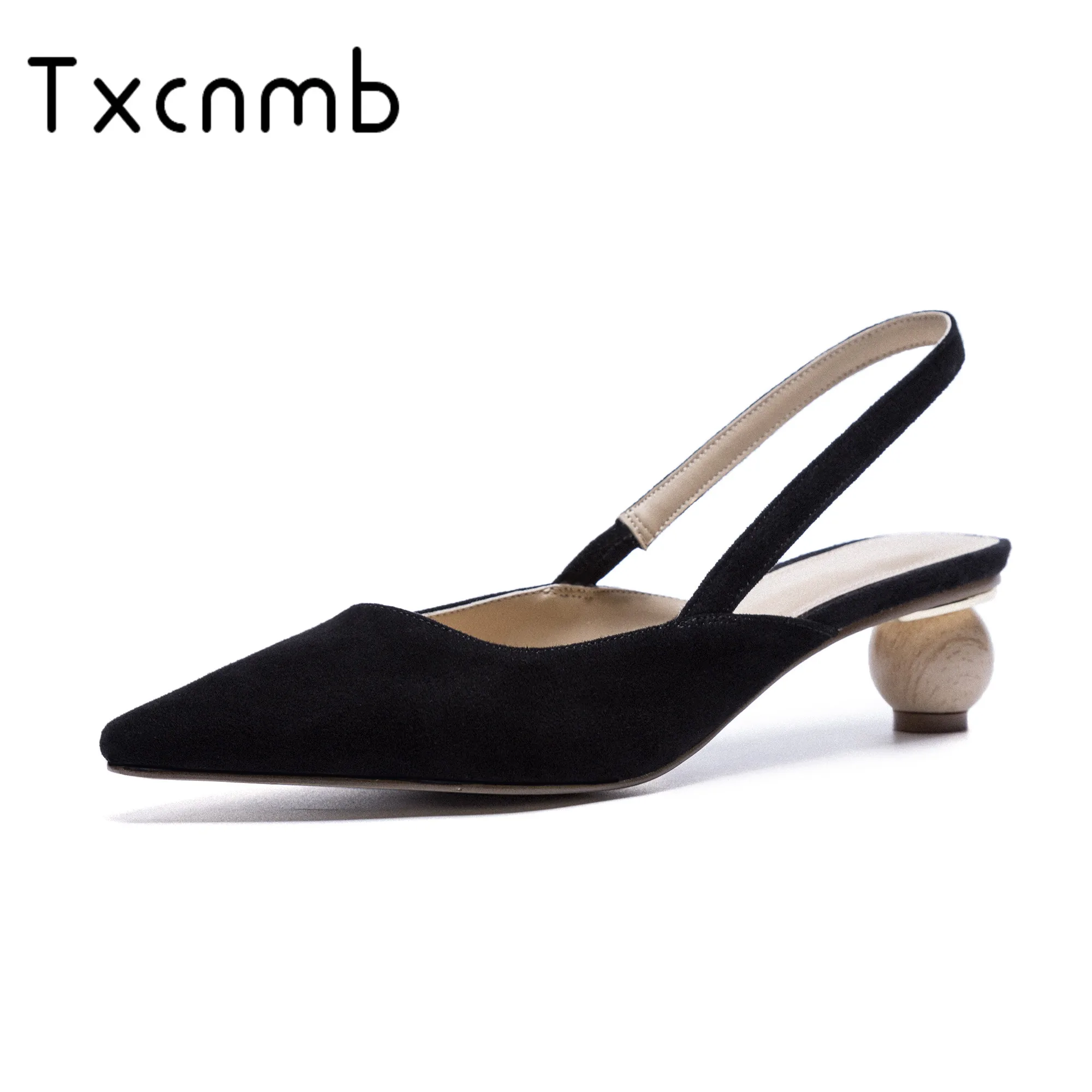 

TXCNMB 2019 Summer New Fashion Vintage Women Sandals Pointed Toe med Heels Single Shoes Woman Elegant Sexy wedding Shoes woman