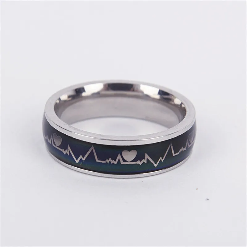 ZORCVENS Stainless Ring Changing Color Mood Rings Feeling / Emotion Temperature Ring Wide 6mm Smart Jewelry