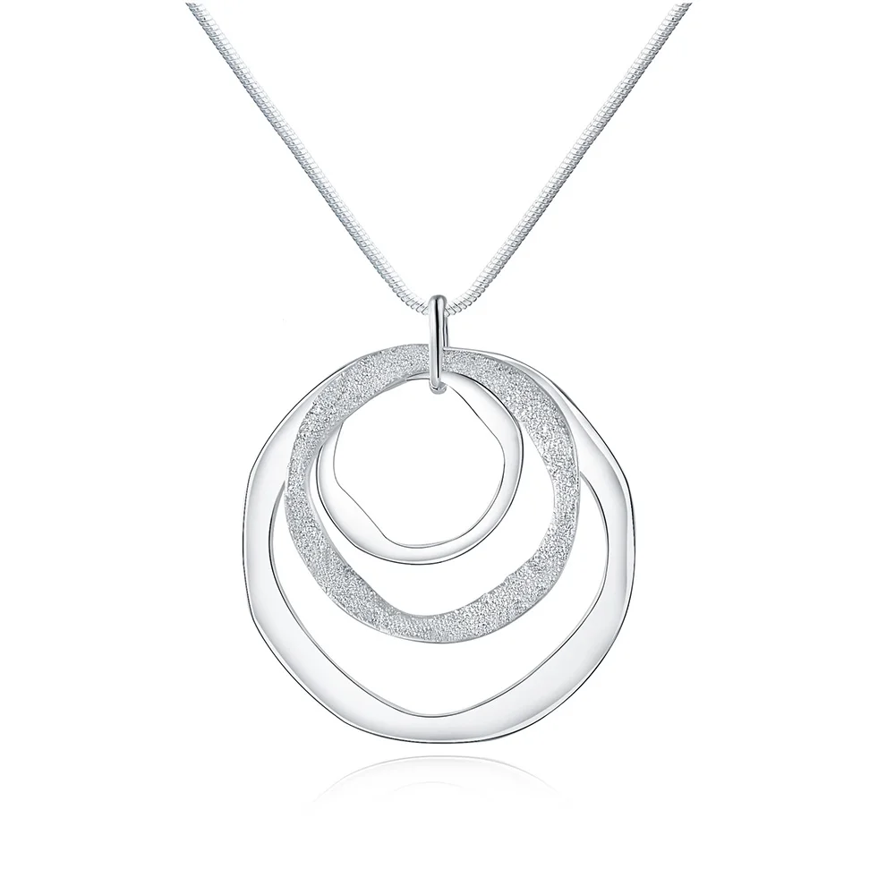 Женское серебряное ожерелье с подвеской в виде Круга|lovers fashion|fashion jewelryjewelry fashion |