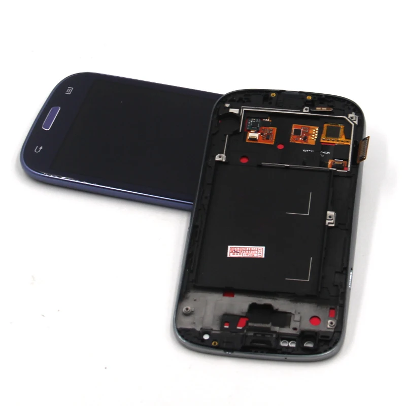 Синий белый для samsung galaxy s3 i9300 ЖК дисплей сенсорный экран дигитайзер сборка + рамка