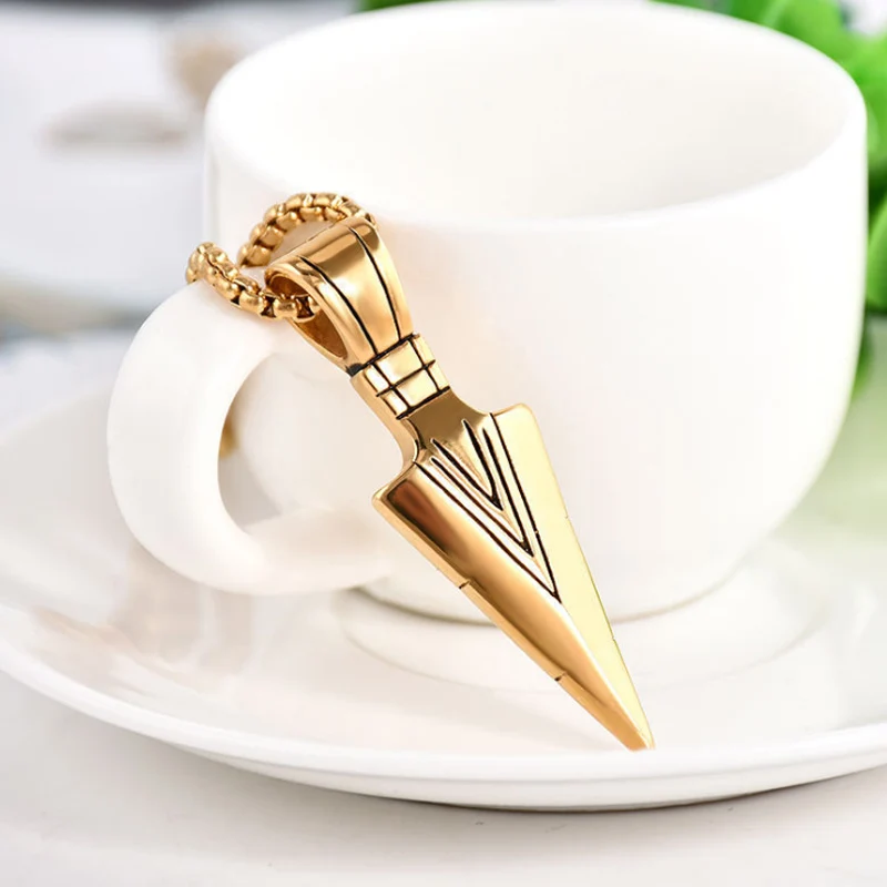 

Hot Sale 1PC Men's Alloy Arrow Necklaces Pendant Necklace Long Chain Silvery Golden Jewelry