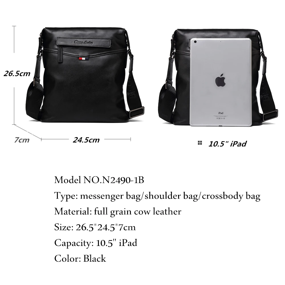 البيسون الدنيم حقيبة رجل كلاسيكي أسود حقيبة العلامة التجارية جلد طبيعي حقيبة مصمم حقائب الكتف crossbody N2490