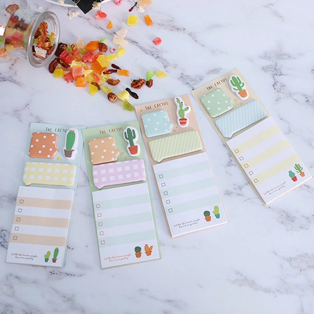 

2 packs Fresh Cactus Love Memo Pad Sticky Notes Memo Notebook Stationery School Supplies