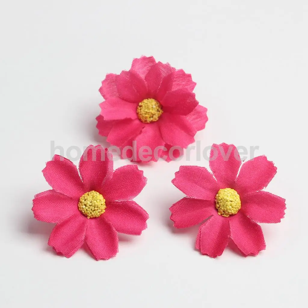 50pcs 4cm Silk Flower Daisies Flower Heads for Wedding/Car/Spring/Home/Garden Decoration Wreath DIY Floral Arts and Crafts