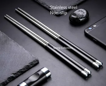 

5Pairs High Quality Non-slip Japanese Chopsticks Set 304 Stainless Steel Reusable Travel Chop sticks
