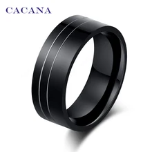 Каканы кольца из нержавеющей стали для женщин черные с 2 серебряными линиями модные ювелирные изделия оптом № R41