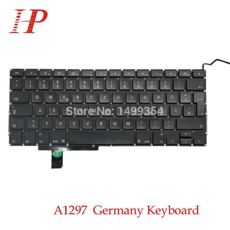 Натуральная A1297 Пособия по немецкому языку у клавиатуры с Подсветка для Apple MacBook Pro 17 ''A1297 Клавиатура Пособия по немецкому языку Стандартный