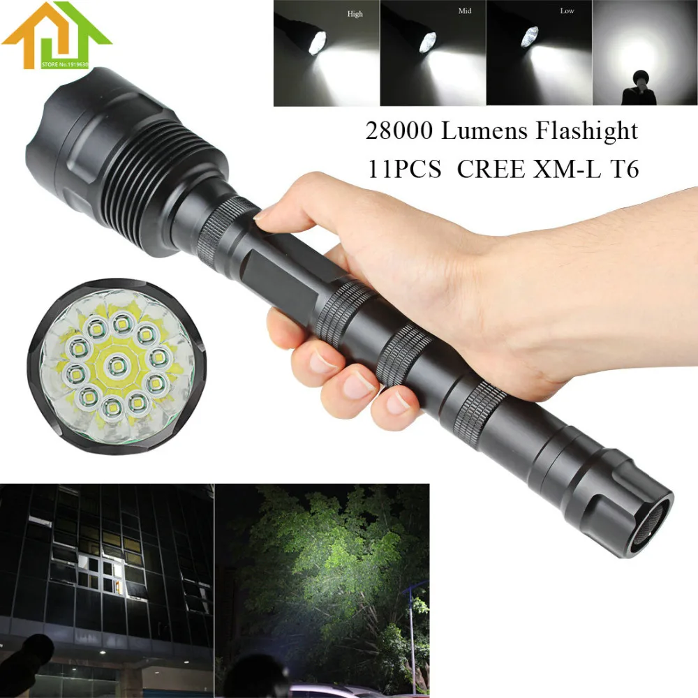 

28000LM Backpacking / Fishing Outdoor 11x CREE XML T6 5 Mode Super Flashlight Torch Lamp Light