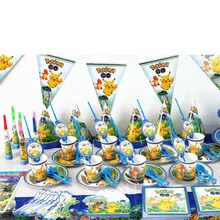 Pokemon Go Theme Design 83Pcs/Lot Disposable Tableware Girls Birthday Party Family Party Cup Plate Napkin Decoration Supply