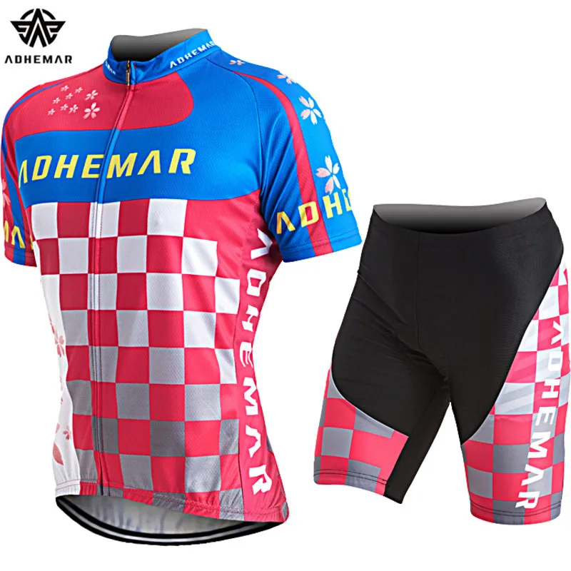 Adhemar short sleeve men cycling clothes polyester cycling jersey set men cycling jersey Summer bicycle clothes