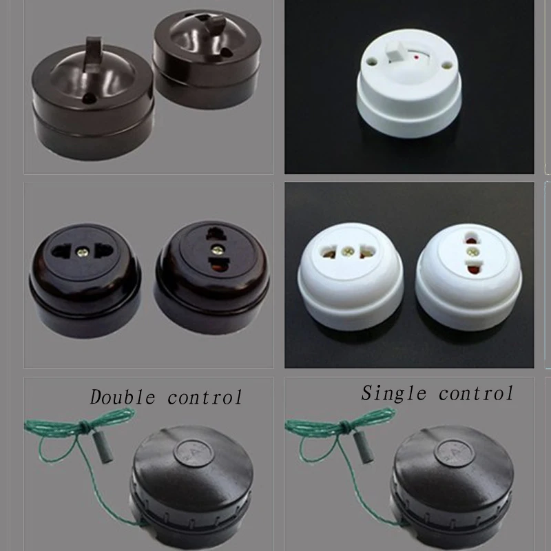 Retro Type Flat Mounted Toggle Switch Socket Old Style Inverted Switch Socket Bedside On off Table