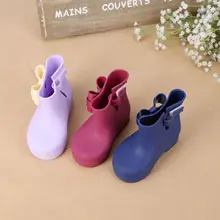 2017 Children Bow Boots Girls Candy Color Jelly Shoes Rain Boots Princess Shoes Anti Skid Soft