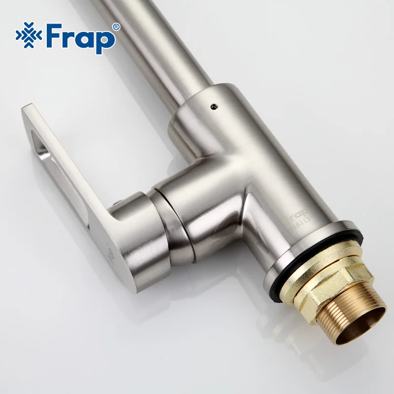  Frap Nickel Brushed Kitchen Faucet Right Angle Design 360 Degree Rotation with Water Purification F - 32807990997