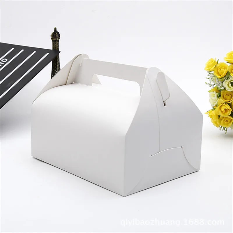 20*15*8 см большой крафт-бумаги cake box с ручкой портативный Экологично Крафт-коробка крафт-бумаги торт пищевая упаковка коробка