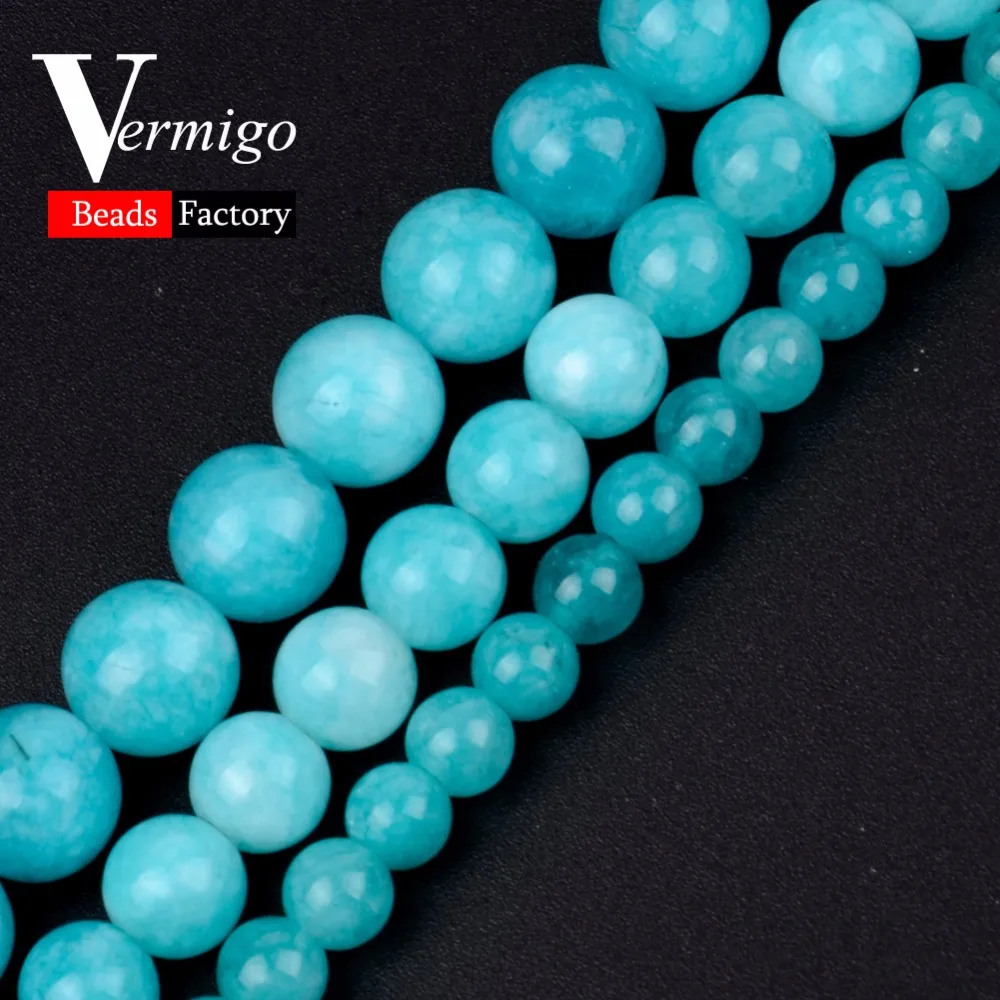 

Natural Stone Beads Amazonite Round Loose Beads For Needlework Jewelry Making 6 8 10mm Diy Bracelet Necklace Accessories 15"