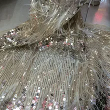 CiCi-120915, французская сетка, кружевная ткань с блестками, тюль, чистая кружевная ткань с перьями для свадебного платья