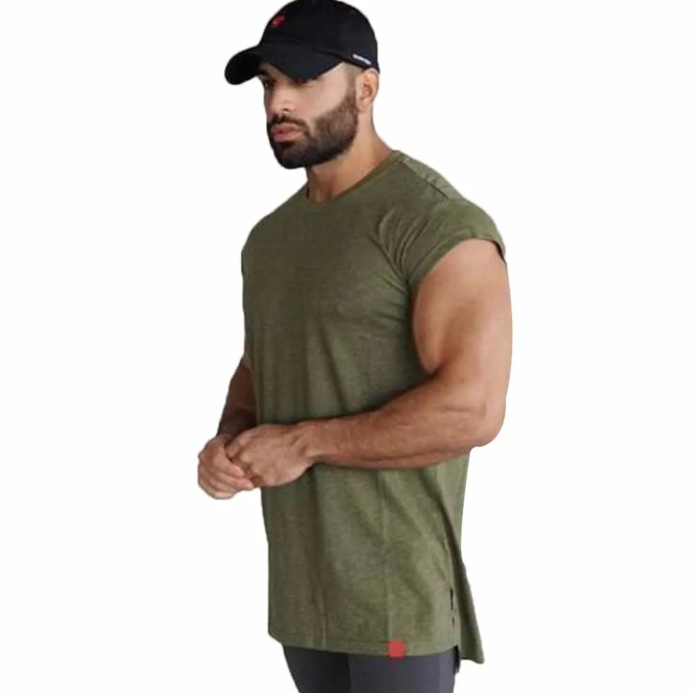 

O-Neck Men's Leisure Sleeveless Solid Cotton Blend Shirt Bodybuilding Tank Tops Slim Fits Tee Male Vest Clothing D30