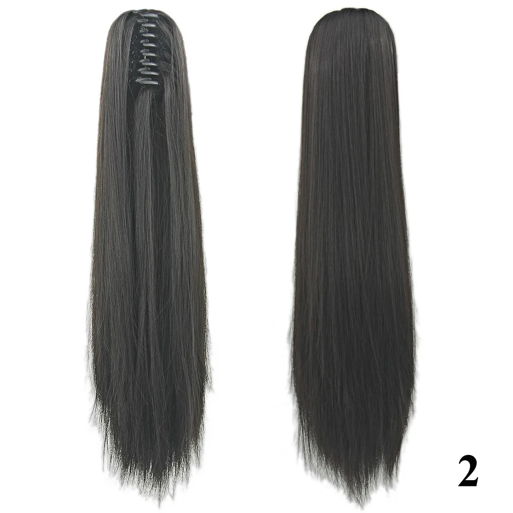 Gres прямые Длинные Синтетические волосы для наращивания 22 дюйма/55 см коготь в хвост для женщин высокотемпературное волокно 15 цветов шиньон
