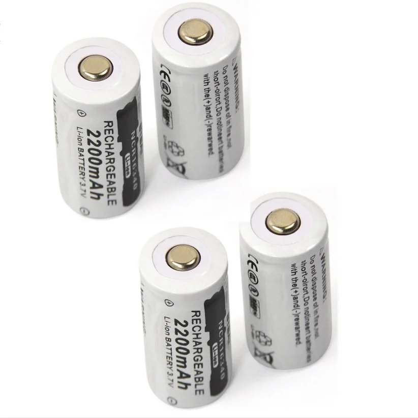 Batteria Ricaricabile Agli Ioni Di Litio Da 4 Pezzi 2200Mah 3.7V Cr123A 123A 16340 Per Torcia
