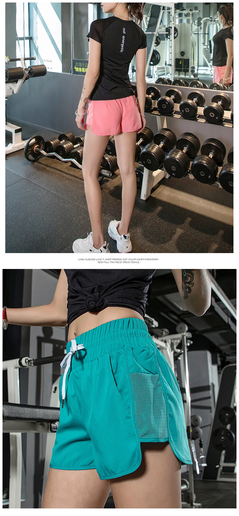 Сетчатые спортивные шорты с карманами, женские шорты для фитнеса с подкладкой, шорты для йоги, быстросохнущие дышащие шорты для тренировок и бега