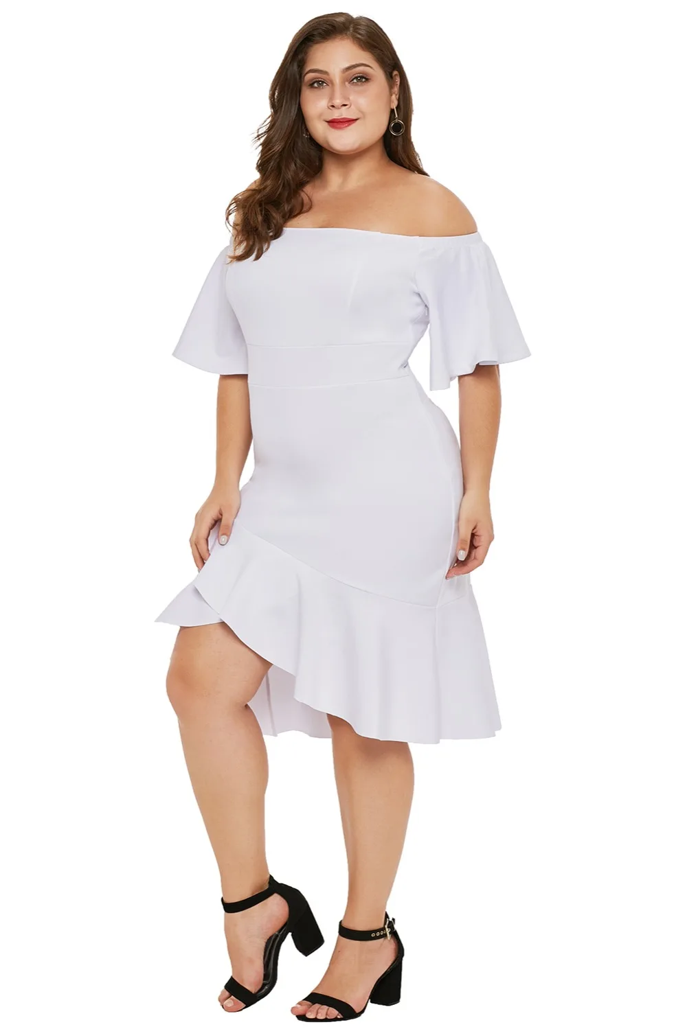 White-Off-Shoulder-Plus-Size-Dress-with-Ruffles-LC220537-1-3
