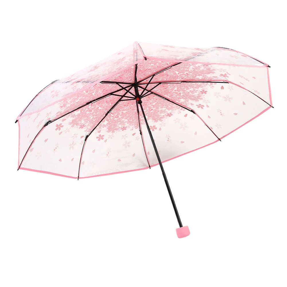 1 шт. Романтический Прозрачный аполлон розовый Сакура 3 раза зонтик ясно вишня узор Blossom гриб складные зонты легкий