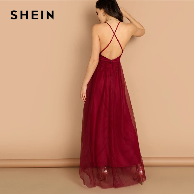 burgundy dress shein