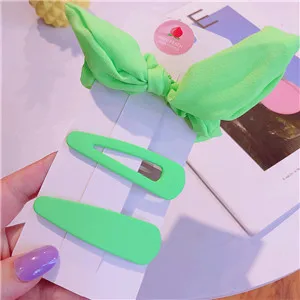 Free shipping women scrunchies Bow-knot hair accessories for girls hairclips Rabbit ears Hair rubber Neon color Ponytail Holder - Цвет: Green