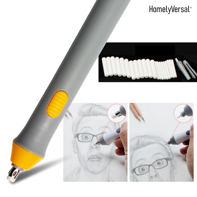 

Adjustable Electric Pencil Eraser Battery Operated Highlights Erasing Effects For Sketch Drawing with 24pcs Rubber