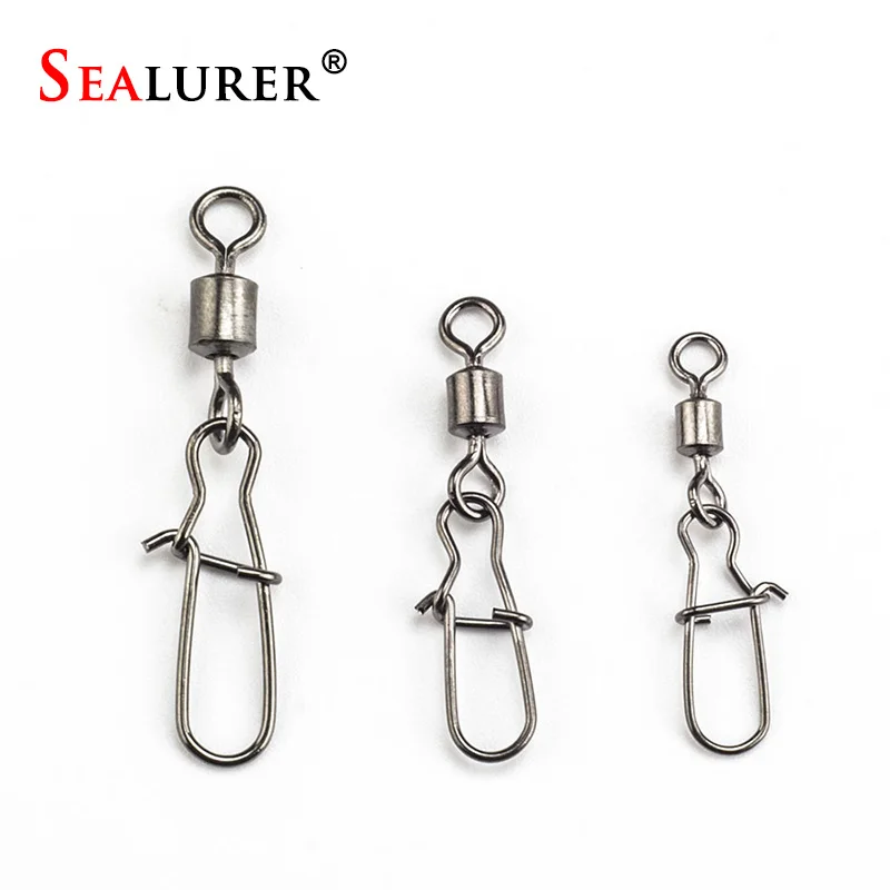 

10pcs/lot Fishing lure Rolling Swivel with Nice Snap stainless steel fishing Hook Connector Link