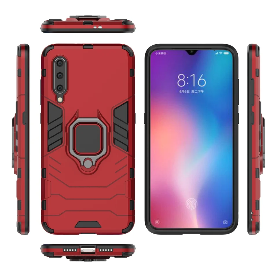 

For Xiaomi Mi 8 Lite 8SE 5X/A1 6X/A2 Case Armor Kickstand Hybrid Cover For Xiaomi Mi 9 9SE Magnetic Metal Ring Shockproof Coque