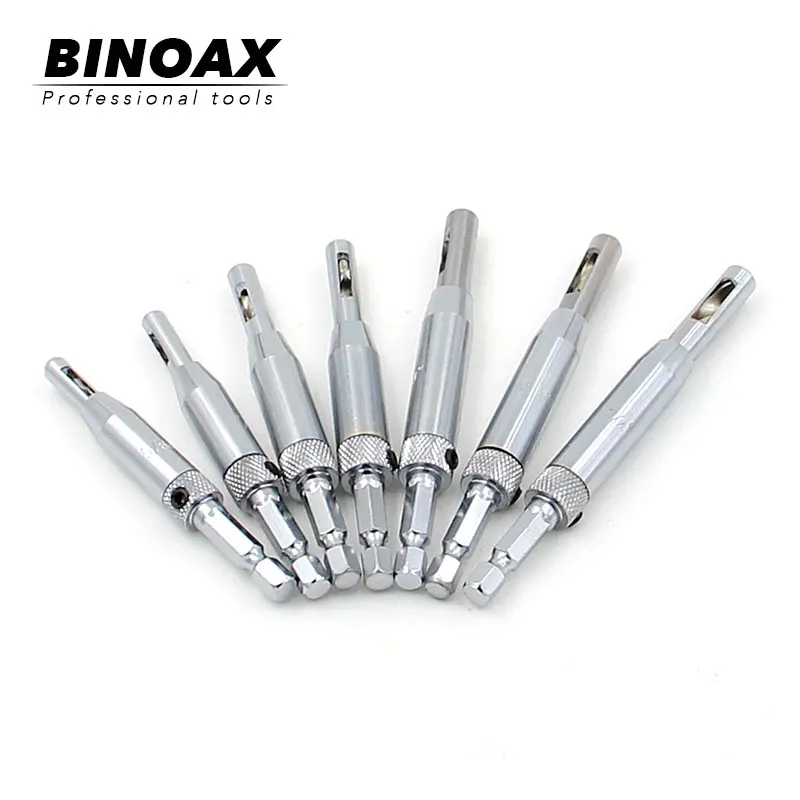 

BINOAX 7 Pcs Self Centering Hinge Hardware Drill Bit Set HSS Wood Tool Hole Saw