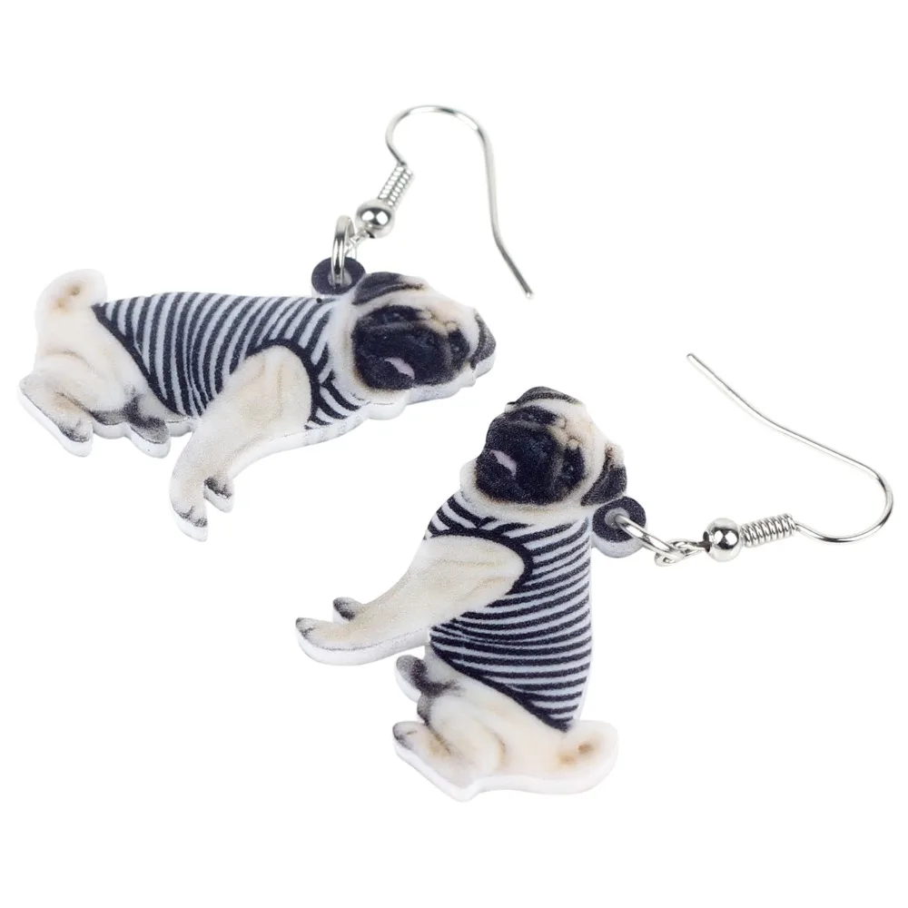 BONSNY Acrylic French Bulldog Pug Dog Earrings - Cute Puppy Dangle Earrings For Women & Girls, Lightweight Gift - View #2