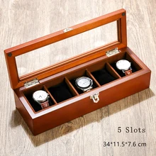 MU 5 Slots Wooden Watch Storage Boxes With Window Fashion Watch Display Case With Lock Black Jewelry Showing Gift Box W026 wholesale cardboard material watch box new black red blue jewelry gift boxes case new men s watch storage boxes case