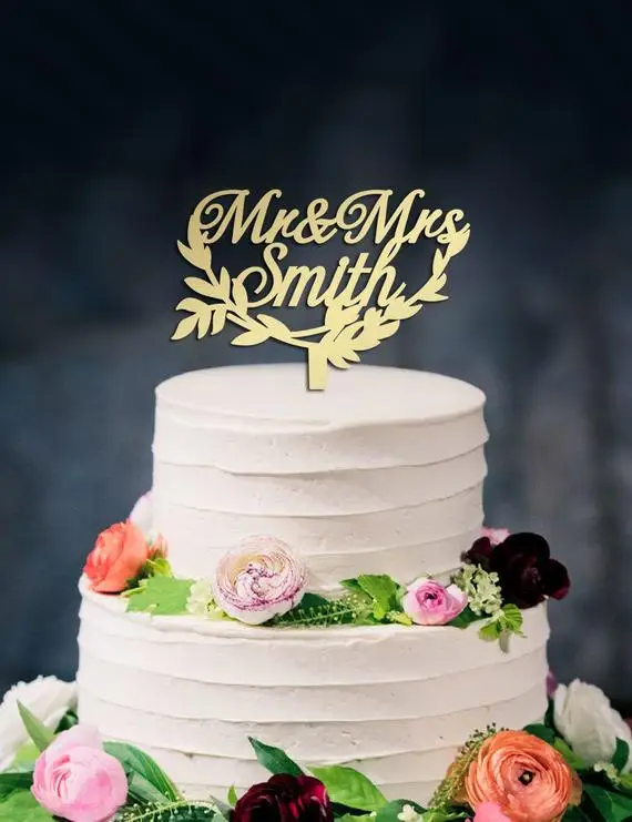 Last Name Cake Topper Calligraphy Wedding Custom Mr Mrs Personalized | Дом и сад