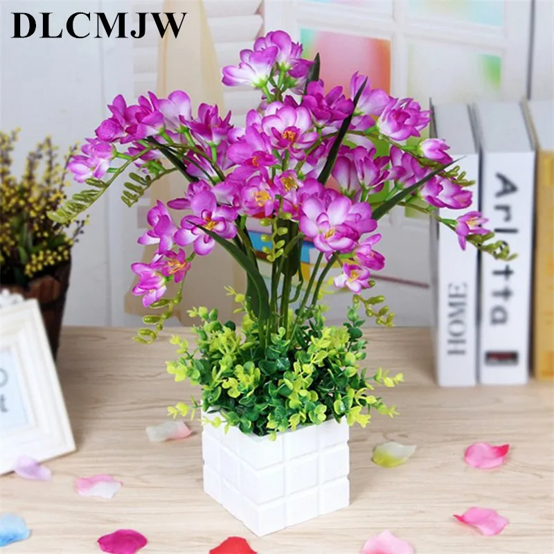 

Artificial Plant Creative Simulation Flower Bonsai Simulation Green Plant False Flower Potted Wedding HomeGarden Decor Bonsai
