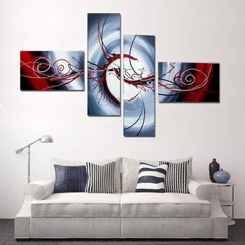 

Morden art handmade abstract landscape Oil Paintings on Canvas 4pcs home Decoration handpainted Wall Art Paint for room No Frame