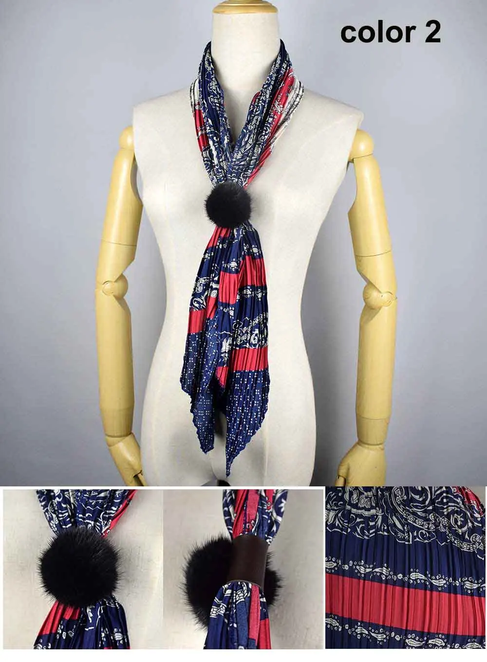 silk women scarf mink ball color 2