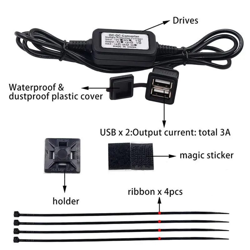 1 шт. USB зарядное устройство для мотоцикла с двумя портами 12 в 24 адаптер Караван
