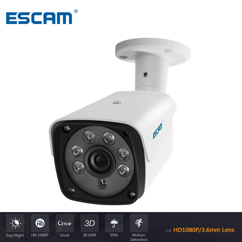 ESCAM QH002 HD 2MP IP Camera ONVIF H.265 P2P Outdoor Waterproof IR Bullet With Smart Analysis Function Surveillance Cameras