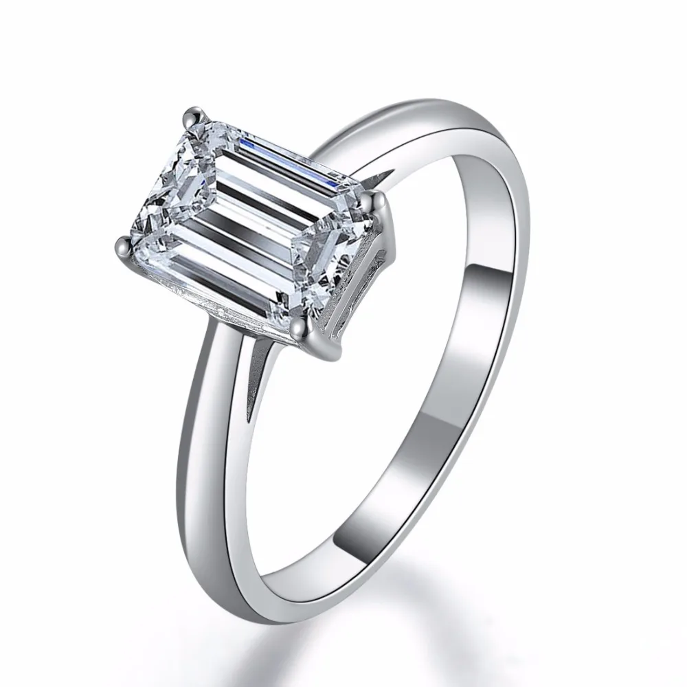 Wholesale Emerald Cut 1CT SONA Diamond Emerald Ring Brand New Design