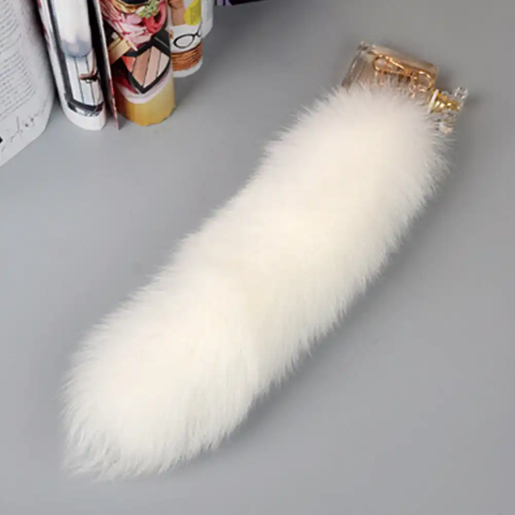 Imitation White Fox Tail Fur Bag Charm Pendant Women S Chic Key Ring Handbag Shoulder Decor Pendants Keychains