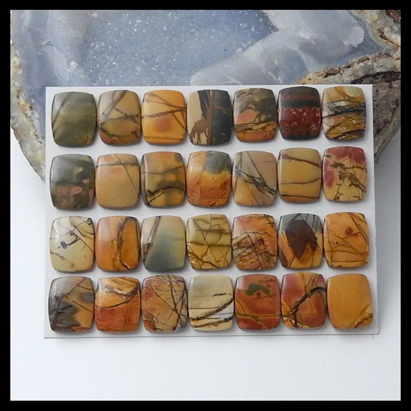 

2set Of Natural Multi-Color Picasso jasper Cabochons,16x13x2mm,16x13x4mm,35.7g