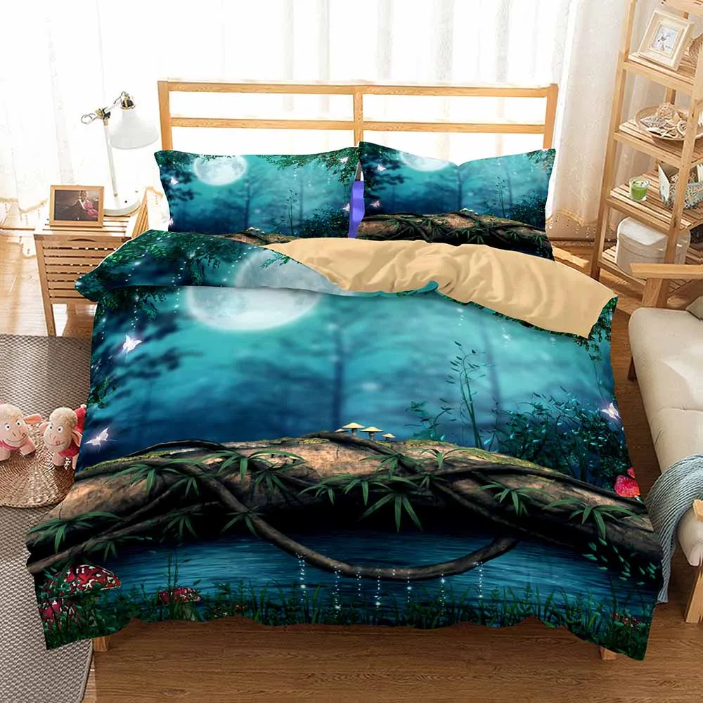 

WINLIFE Forest Bedding Sets with Hidden Zipper 3D Duvet Cover Anti-fading Anti-pilling for Teens Adults