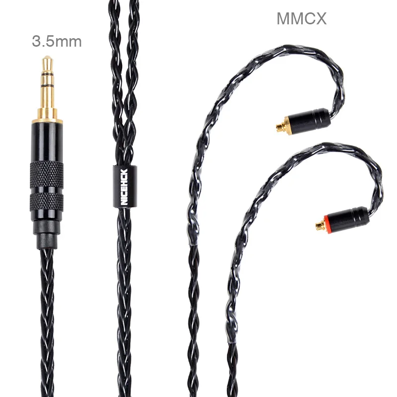 Nicehck MMCX/2Pin разъем 4,4/3,5/2,5 мм сбалансированный 8 Core посеребренный кабель для ZS10 AS10 TFZ nicehck M6/P3/DT300/DT500 NK10 - Цвет: 3.5mm plug with MMCX