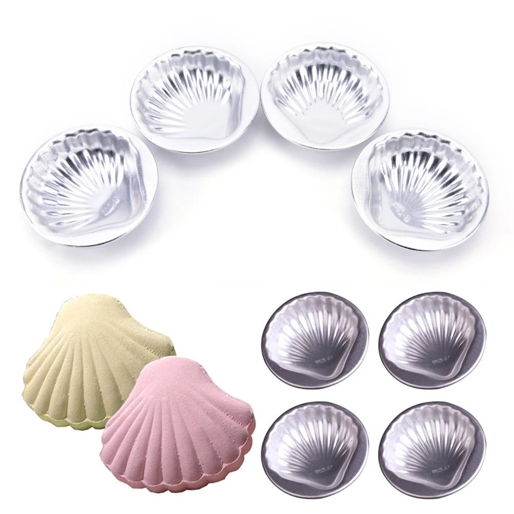 

4 Pcs Bath Bomb Cake Mold 3D Aluminum Alloy Sea Shell Shape Bath Bomb Mold Cake Baking Pastry Mould
