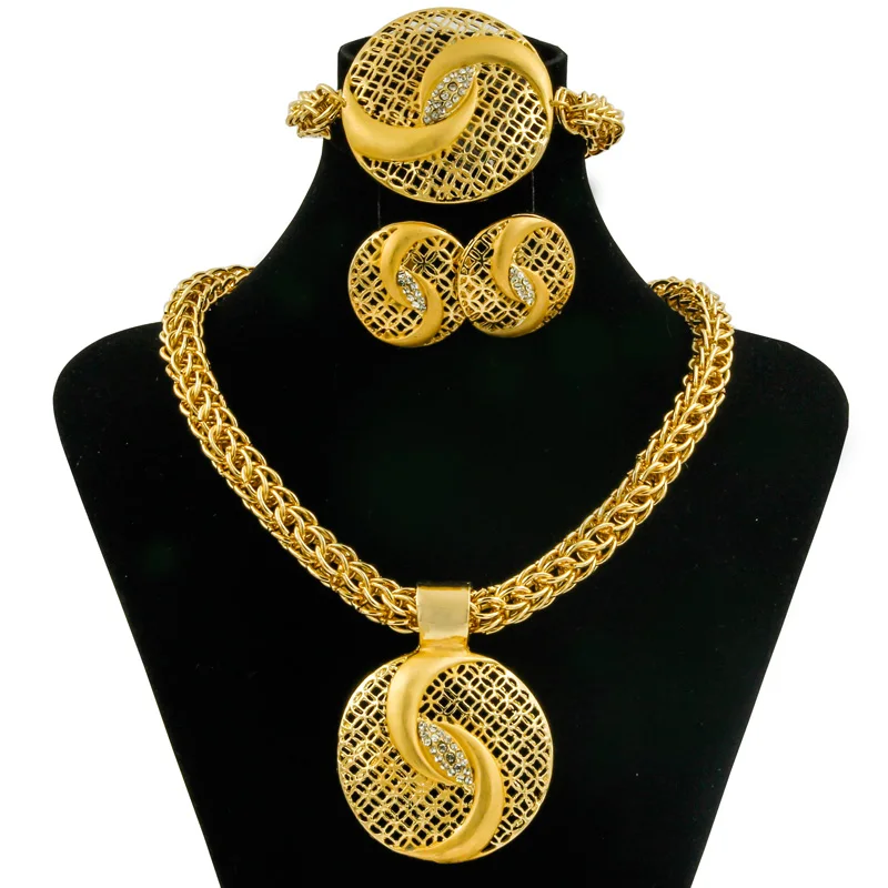 

African Jewelry Sets Exquisite Thick Chain Design Luxury Gold Jewelry Big Nigerian Wedding Christmas Gift Women Jewelry Making