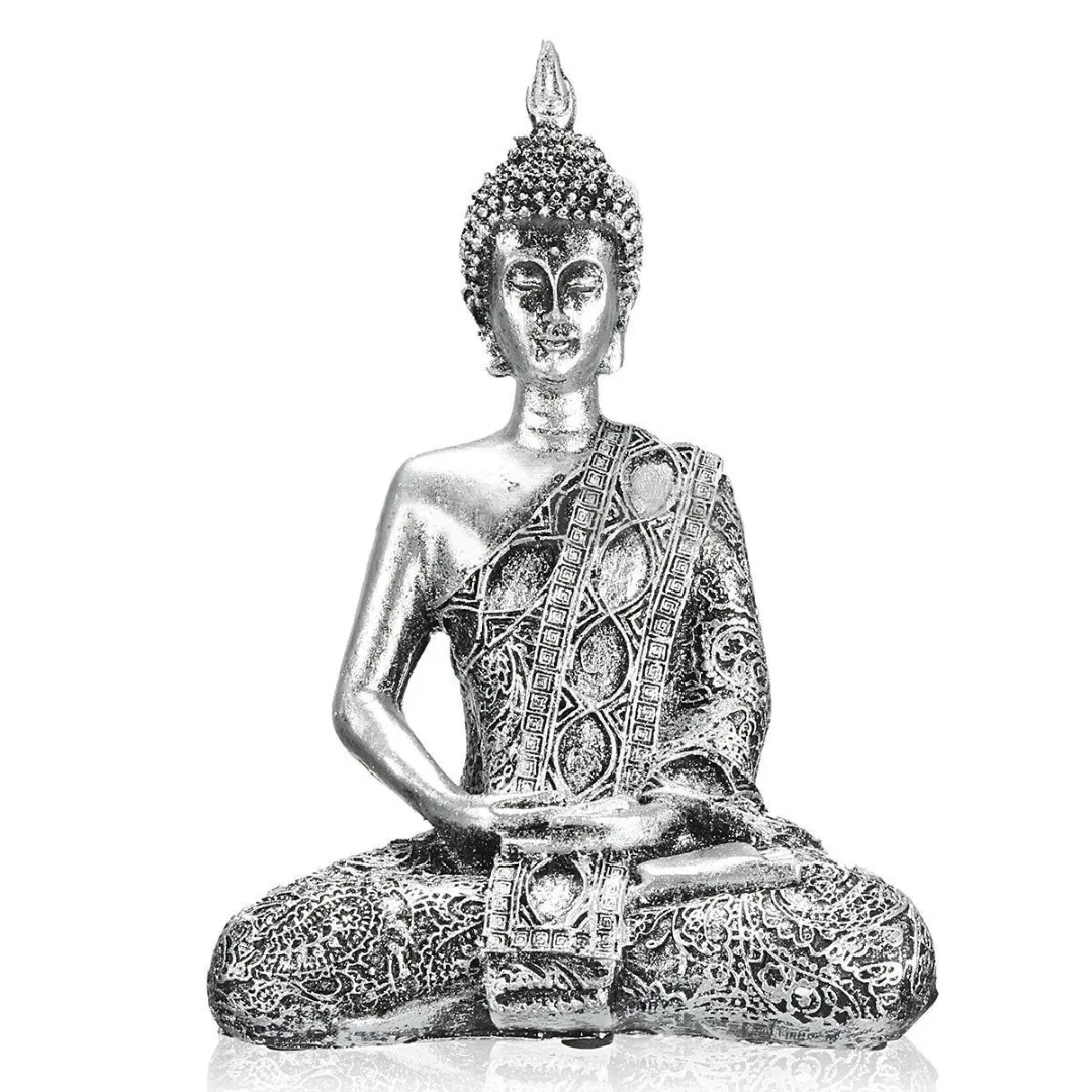 170*30*75mm Silver Thai Buddha Statue Sculpture Meditating Antique Home Ornament Feng Shui Tibetan Buddhist Amitabha